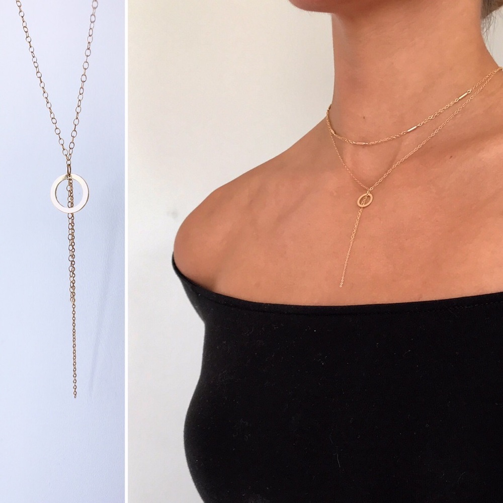 ✨NWT✨14k Gold Filled Round Linear Earrings - Picture 3 of 3
